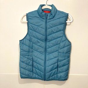 Joe Fresh Blue Puffer Vest Down Filled Collared Zip Pockets Drawstring Waist SP